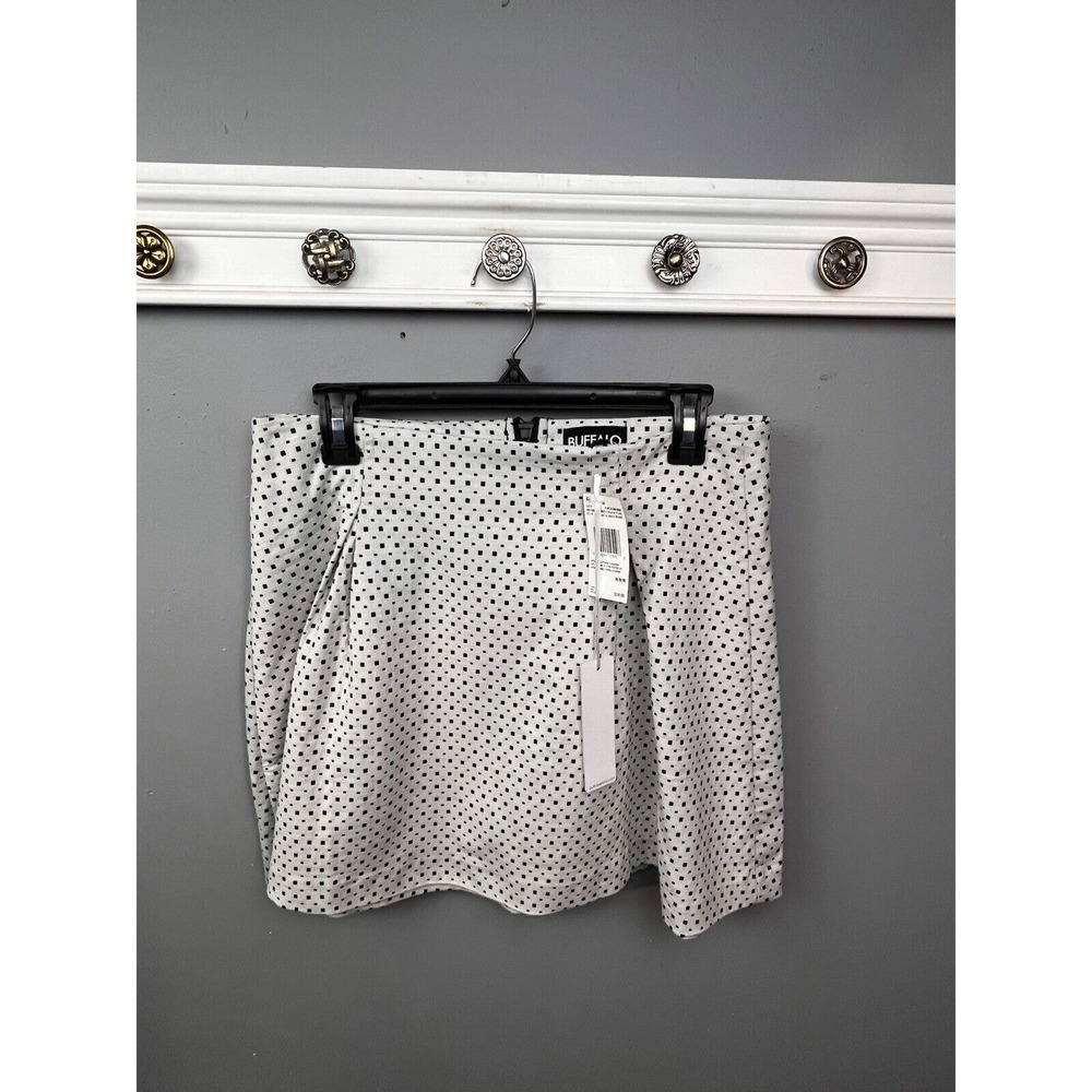 Buffalo Skirt Womens Medium White Black Cutty Geometric Mini Zip Back Skater
